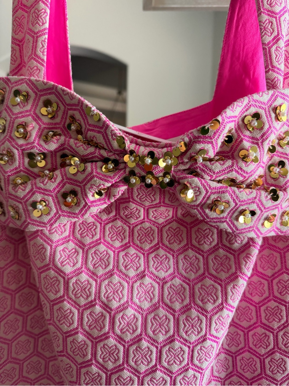 Lilly Pulitzer Pink Embellished Bow Slip Dress - Picture 7 of 8